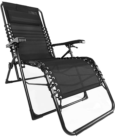 Ondis24 Gartenliege Ergolax Multifunktionsliege Sonnenliege Relaxliege bis 110kg, UV- und witterungsbeständig (1, Schwarz, 84 x 65 x 109 (H) cm)