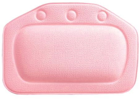 Bustlwor Vcuscino da Bagno Morbido, Cuscino Vasca da Bagno con Ventose, Cuscino di Vasca da Bagno in PVC con Ventose, Cuscino Poggiatesta Ergonomico per Tutti i Tipi di Vasca(Rosa)