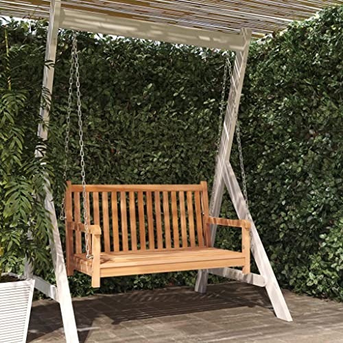 RAUGAJ Outdoor Living Schaukelbank aus massivem Teakholz 114x60x64 cm Haus & Garten