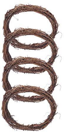 4 Stück Bastelkranz Rohling aus Rattan, 20cm, für Selbstgemacht Deko