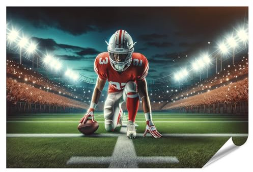 islandburner Prime Bild Poster American Football Moment vor dem Spielzug im Stadionlicht Premium Bilder Fotodruck