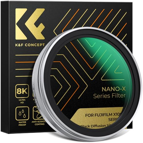 K&F CONCEPT Black-Mist 1/4 Filter Kompatibel mit Fujifilm Kamera X100-Serie,Black Promist 1/4 Filter Kompatibel mit Fujifilm Kamera X100/X100F/X100S/X100T/X100V/X100VI-Silber (Nano-Xcel Serie)