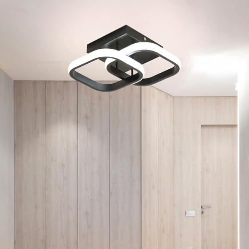 COOINJOY Led Ceiling Light, Modern Led Ceiling Lamp, Minimalist Black Ceiling Lights for Bedroom Kitchen Living Room Dining Office Hallway - 32W, Black, 29cm, 3000K-6000K [Energy Class E]