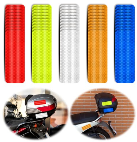 75 Pack Safety Reflective Stickers, Self Adhesive Warning Reflective Stickers, Stick-on Car Reflector Stickers, Reflective Tape Stickers, Warning Tape Reflective Strips Sticker, 5 Colors, 3.15 X 1.18