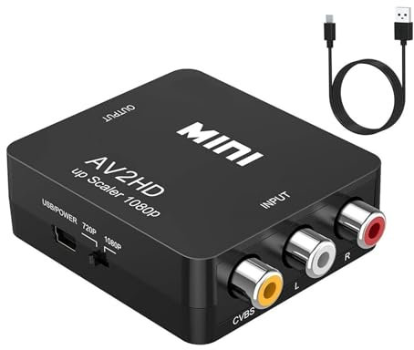 ZZOSRDR RCA to HDMI Adapter, AV to HDMI Converter, 1080P Mini RCA Composite CVBS AV to HDMI Video Audio Converter Adapter Supporting PAL/NTSC for PC Laptop Xbox PS4 PS3 TV STB VHS VCR Camera DVD