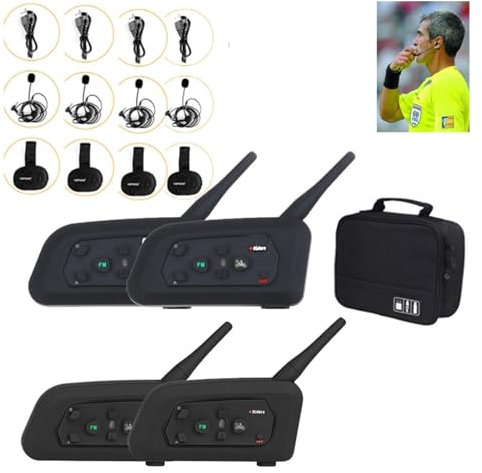Sistema de intercomunicación, Intercomunicador de 4 Uds., 1200M, dúplex completo, 4 vías, entrenador de fútbol, ​​gancho for la oreja, auricular, de comunicación de árbitro, interfono BT,Calidad de s