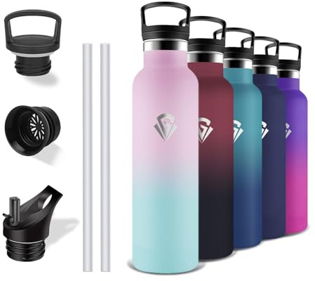 Grsta Termisk flaska, 500 ml vattenflaska, BPA-fri, vattenflaska med sugrör, läckagefri, barnflaska, håller sig varm i 12 timmar/kall 24 timmar, termosflaska för skolan, camping, kontor, kaffe