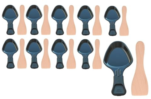 SOS Accessoire Lot de 10 coupelles à raclette et 10 pelles en bois pour Poêlon, spatule raclette Raclette, gril, Wok AS306001, AS306003 TEFAL