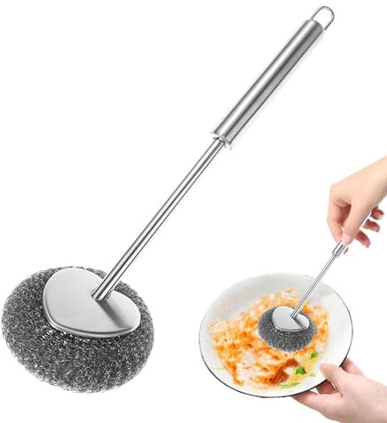 Limpiador de acero inoxidable, cepillo de limpieza de ollas, almohadilla resistente, herramienta de limpieza versátil, diseño ergonómico/consturcción resistente, 26,5 x 9,5 cm, para fregadero de