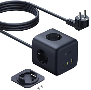 Baseus 67W Steckdosenwürfel, USB C Steckdosenleiste GaN6 USB C Ladegerät 3-Fach Steckdose mit Schalter, Tragbar PD-Ladegerät für MacBook, iPad, iPhone 16/15, Galaxy S25 Ultra, Zuhause, Büro, Reisen