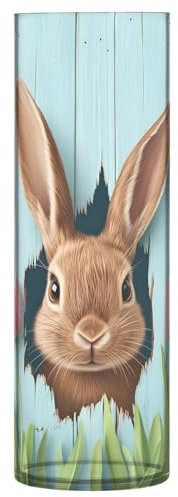 SKYSHU Vaso cilindrico in plastica a forma di tulipano, con coniglietto pasquale, per bouquet di piante, 1 pezzo, infrangibile, alto, trasparente, per matrimoni, centrotavola, casa, scuola, ufficio