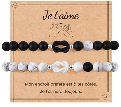 MANVEN Bracelet Couple Cadeau Couple Saint Valentin Anniversaire Noël Pour Lui Elle Bracelet Amoureux pour 2 Bresilien Homme Femme Amis Amies Maris Épouses