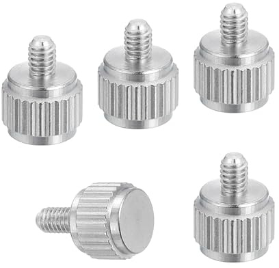 sourcing map 5 tornillos de calibre Vernier M2,5 x 4 mm, tornillos de cabeza plana de acero inoxidable, pernos de cabeza redonda moleteados, pomos de agarre, sujetadores de rosca para herramienta de