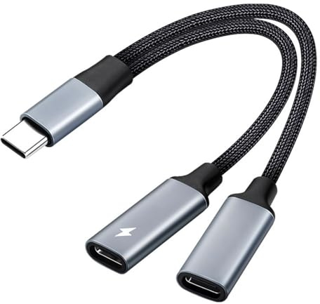 ShunJian USB C Splitter,US/B C Double Adapter,USB Type C Double Splitter Headphone & Charger Adapter,USBC Split/ter 2 Port,US/B C Hub,Sturdy & Durable,2 In 1 Multi-function Adapter,Widely Compatible