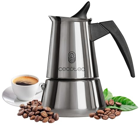 Cecotec Piccolina italiensk kaffebryggare 200. 100 ml, 2 kaffekoppar, rostfritt stål, lämplig för alla ytor, premiumfilter, säkerhetsventil, värmebeständigt handtag, elegant design