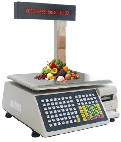 Bilancia Da Banco Prezzatrice Bilancia digitale per pesatura, bilancia elettronica per conteggio commerciale, 15 kg/30 kg, calcolo del prezzo con stampante termica per etichette, per aliment