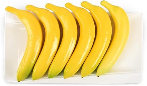 HUIANER 6PCS Artificial Yellow Bananas Fake Banbana Simulation Fake Fruit Home House Kitchen Decoration Set