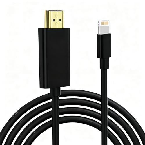 Cable Lightning a HDMI para iPhone, adaptador AV digital 1080P, conector de pantalla de sincronización de vídeo HD, iPhone a HDMI, para proyector de TV, monitor, compatible con iOS 18, color negro
