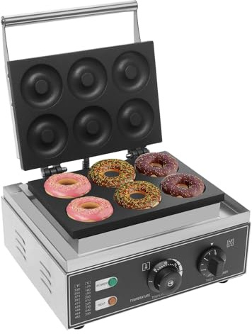 ZHJOPP Commercial Waffle Donut Maker, 6-Hole Double-Sided Non-Stick Commercial Electric Donut Maker for Kitchen, Bakery