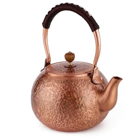Copper Tea Kettle, Vintage Hammered Copper Teapot with Filter Holes,Handmade Solid Copper Tea Pot, Tea Kettle for Stove Top for Home Restaurant Kitchen Supplies