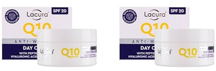Bizzal Lacura Q10 Anti-Wrinkle Day Cream with Peptide Complex, Hyaluronic Acid, SPF 20, 50ml Pack of 2