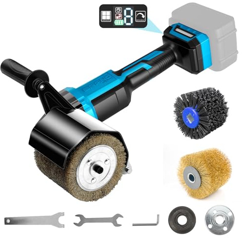 Satiniermaschine Bürstenschleifer Holz Kompatibel mit Makita 18V Akku Walzenschleifer mit Satinierwalze 8000RPM Bürstenlos LED 6 Geschwindigkeit zur Renovierung von Oberflächen (Ohne Batterie)