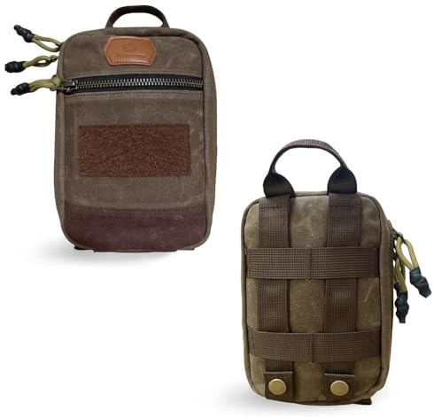 Roaring Fire Smolder Tactical EDC Organizer Pouch,Waxed Canvas Tool Bag | MOLLE Utility Pouch，With Brass YKK Zippers & Hook and Loop Patch Panel for EDC Carry, Range, Camping, Hiking & Travel