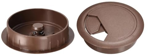 TA-VIGOR Desk Cable Hole Cover 2-3/8 (60mm) – Plastic Cable Grommet, Wire Cord Organiser, Desk Grommets, Office Wire Cover, Computer Cord Management, 10pcs, Brown