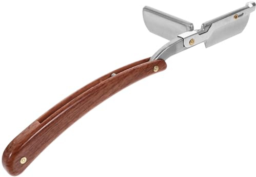 PAMINGONO Herrenrasierer Holzoptik mit Ergonomischem Griff aus Edelstahl und Abs Faltbar und Tragbar für Heimgebrauch und Friseurladen Manuelle Nassrasur Vintage Design Zufälliger Stil