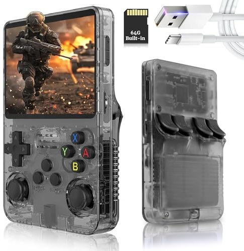 R36 Retro Handheld Game Console with 128 GB Built-in 40,000+ Classic Video Games -Portable Gaming Console - Linux System - Rechargeable Battery - for Teens and Adults - Xmas Gift (Black 128gb)