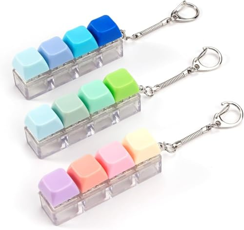 Quelcc 3 Pièces Jouet Fidget Clavier Porte-Clés, Fidget Toys Anti Stresss, Clavier Clic, Anti Stress Clavier, Touche de Clavier Anti Stress, pour Décompression Décoration, Bunt