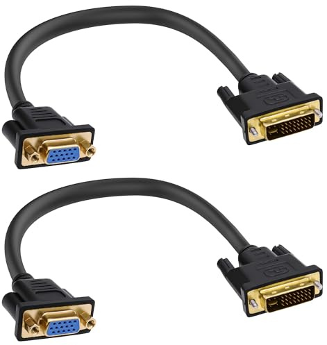 YARCHONN DVI to VGA Cable Adapter DVI-I 24+5 Pin Male to VGA Female Converter Connector Cord for PC HDTV Monitor Projector 30cm-2pcs