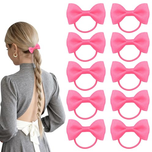 ELNX 10-pack Hårsnoddar med Rosett Rosa | Håraccessoarer för Barn och Damer, Skola och Vardag