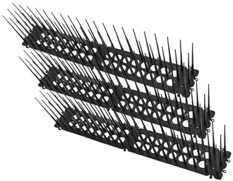 Kichvoe Lot de 3 Piques Dissuasives Noires à Haute Pointe pour Extérieur, Protection Anti-Pigeons et Chats, Dispositif Solide pour Clôtures, Toits et Jardins, pour Oiseaux et Animaux