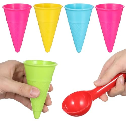 jojofuny 6-teiliges Strand-eiswaffel-spielset für Kinder mit Eiskugeln – Eiswaffeln aus Kunststoff, Ideal für Den Sandkasten.