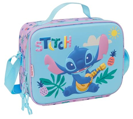 Safta STITCH - Porta Merienda Térmico 3D, Nevera para Frío y Calor, Nevera Impermeable, Nevera para Excursión, 25x9x19.5 cm