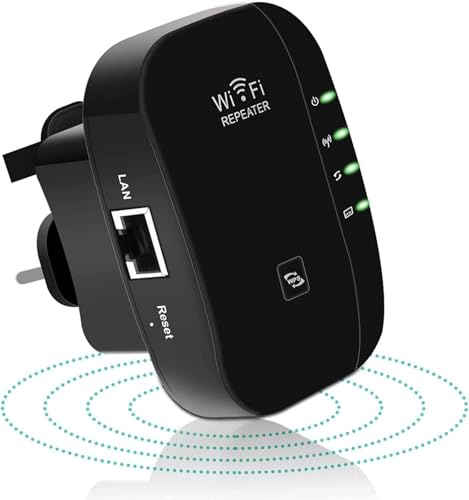 Haoniubi WiFi Extender, WiFi Booster, WiFi Repeater, Covers Up to 3000 Sq.ft and 45 Devices, Internet Booster - with Ethernet Port, Quick Setup, Home Wireless Signal Booster, UK plug