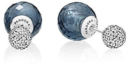 Pandora Blaue Doppelkugel-Ohrringe