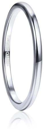 Vakki 2mm Silber Schmaler Ring Damen Silber Ehering Wolfram Polierte Oberfläche Bequeme Passform Größe 62(19.7)