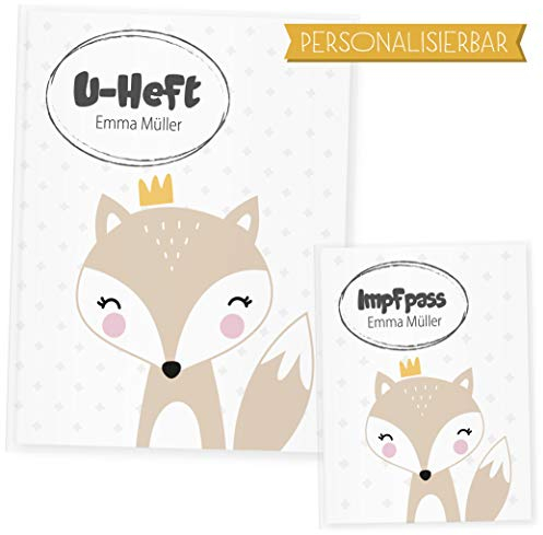 U Heft Hülle Set Waldtiere, Uheft Hülle & Impfpass Hülle Set (Uheft Set personalisiert, Fuchs)