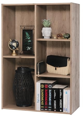 Iris Ohyama Bücherregal, 5 Etagen, 60cm breit, Aschbraun, Vielseitig, Modular, Offenes Regal, Für Wohnzimmer, Büro, Schlafzimmer, Platzsparend, Bücher, CD, Dekor, Einfacher Aufbau, CX-23C