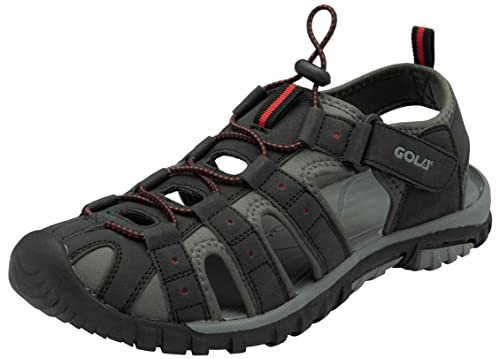 Gola Mens Shingle 4 Walking Shoe, Black Grey Red, 9 UK