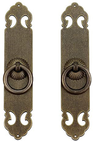 LIJUCAI 2Pcs Vintage Style Antique Brass Straight Plate Pull Handle Knobs Drawer Cabinet Bookcase Wardrobe Doors Windows,Antique Bronze