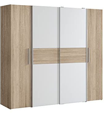 AVANTI TRENDSTORE - Flavi - Armadio con 2 ante battente e 2 scorrevoli. Disponibile in diversi colorazioni. Dimensioni LAP 200,1x190,5x61,6 cm (Quercia Sonoma/bianco)