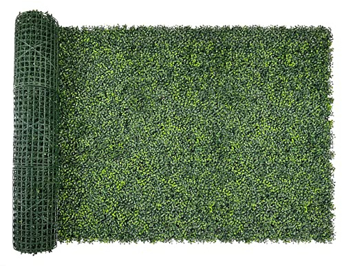 Bybeton Artificial Boxwood Hedge Wall Panels Roll,48x120 (40 sqft) UV-Anti Faux Ivy Leaves Grass Wall for Patio Balcony Privacy, Garden, Backyard Greenery Wall Backdrop and Fence Decor