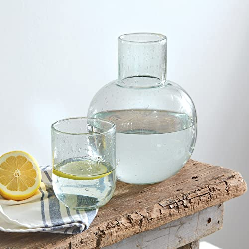CTW Home Collection Recycled Glass Bedside Carafe Set, 10-inch Height, Kitchen Accessories, Water Jug, Pitcher