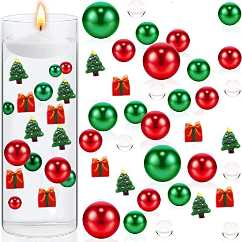 Schwimmende Vase Perle Weihnachten Vase Dekoration Hochzeit Tischdekoration inklusive Transparente Wassergel-Vase Füllung Party Dekor, DIY Weihnachtskerzen Basteln Paket Sechs