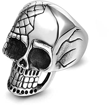 Vorsteckring Silber, Schädel Ring Titan Edelstahl Silberner Totenkopfring Breite 32,5 mm Geschenk Ringe für Männer Größe 57 (18.1)