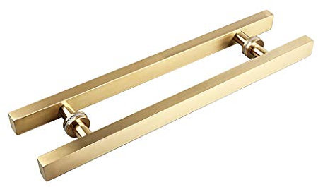Push-Pull-Hochleistungs-Edelstahl-Büroglastürgriff Schiebetürgriff Titangold gebürsteter Vierkantrohrgriff Türbeschläge (800 × 500 mm)