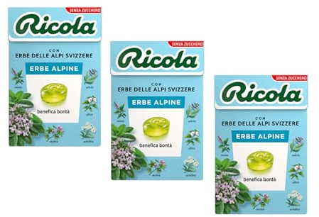 Ricola® | Caramelos de Hierbas Alpinas | Caramelos de Hierbas Sin Azúcar - 3 x 50 Gr
